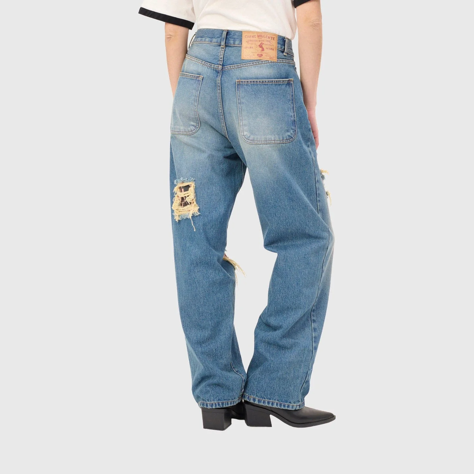 Carne Bollente - Tattoo Tease Pants - Washed-Light Blue - Image 3