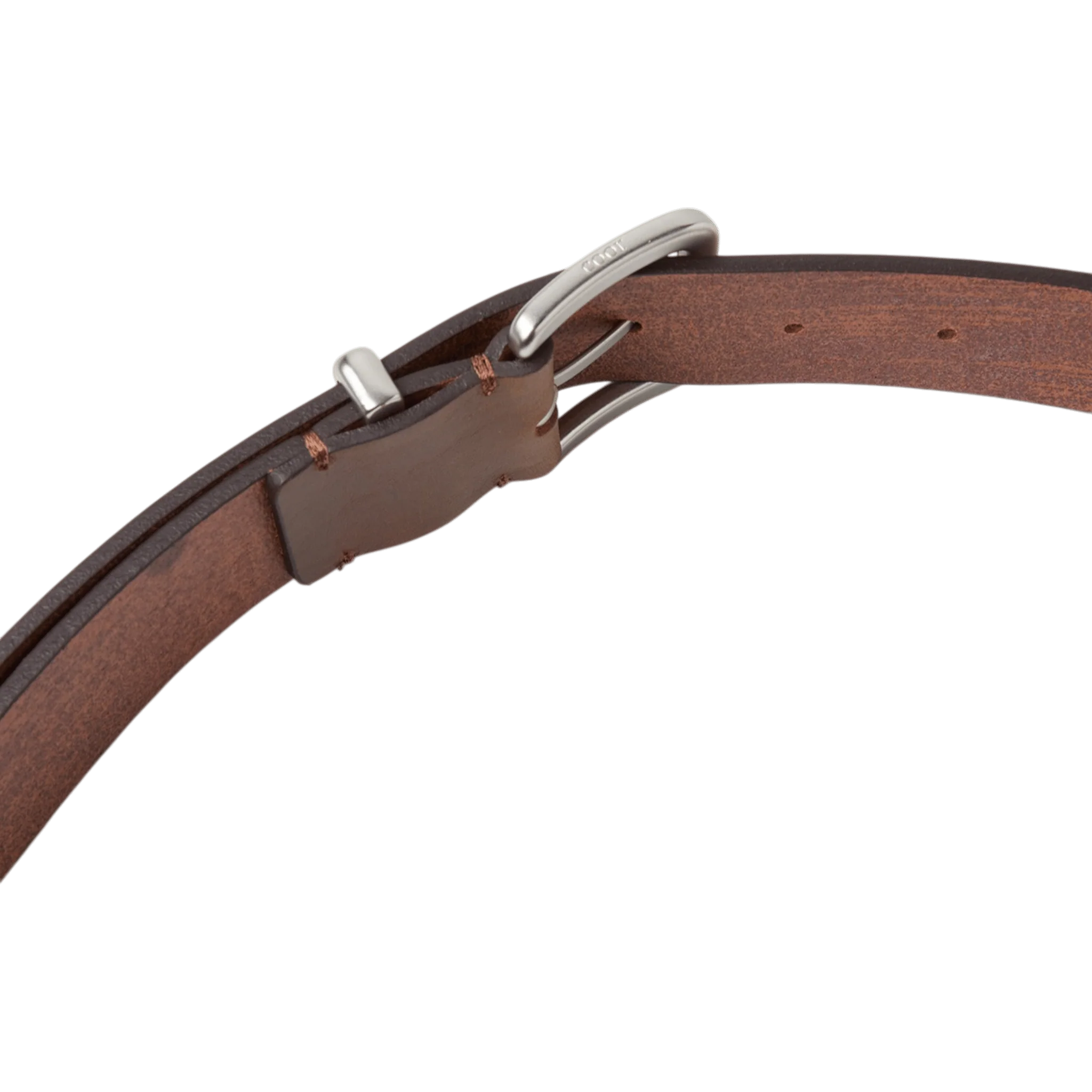 COOR - Edge Sanding Cow Leather Belt - Brown - Image 2