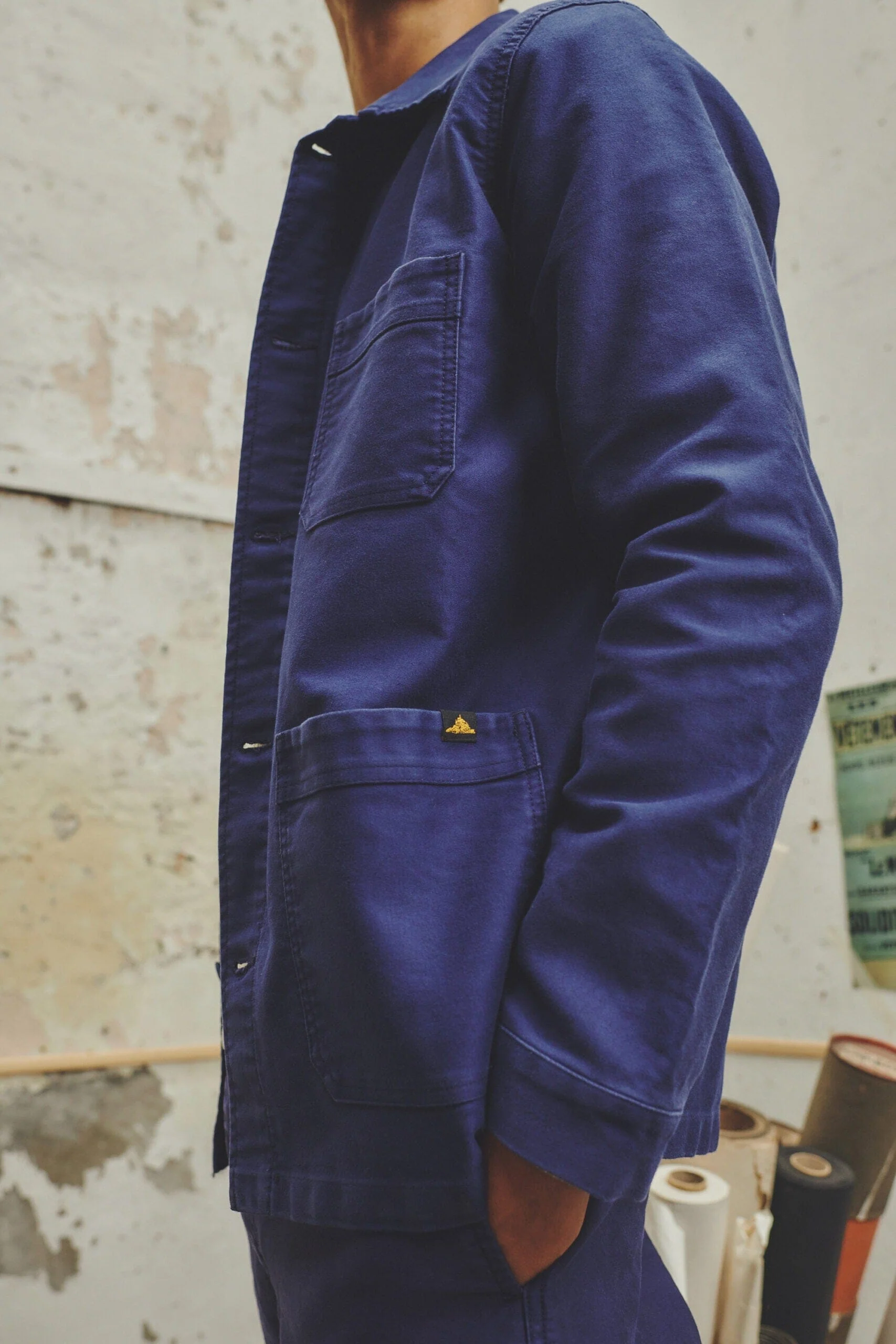 Le Mont Saint Michel - Moleskin Work Jacket - Blue - Image 3