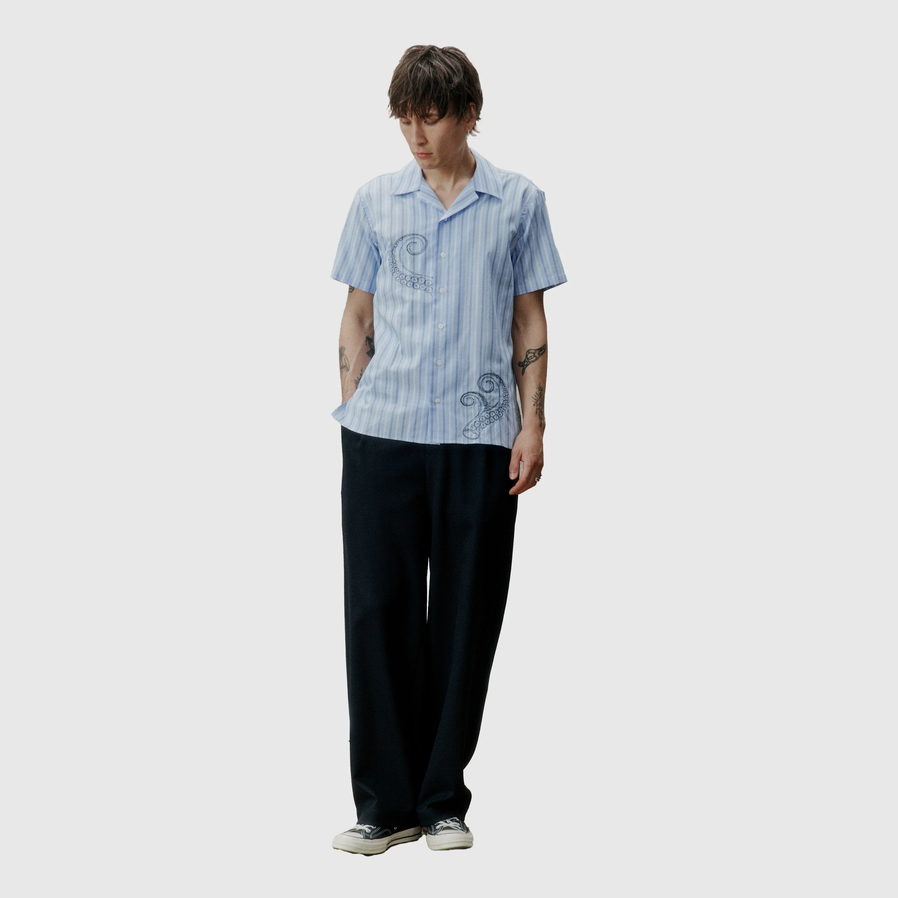 Libertine-Libertine - Cave Shirt - Oxford Blue Stripe - Image 2