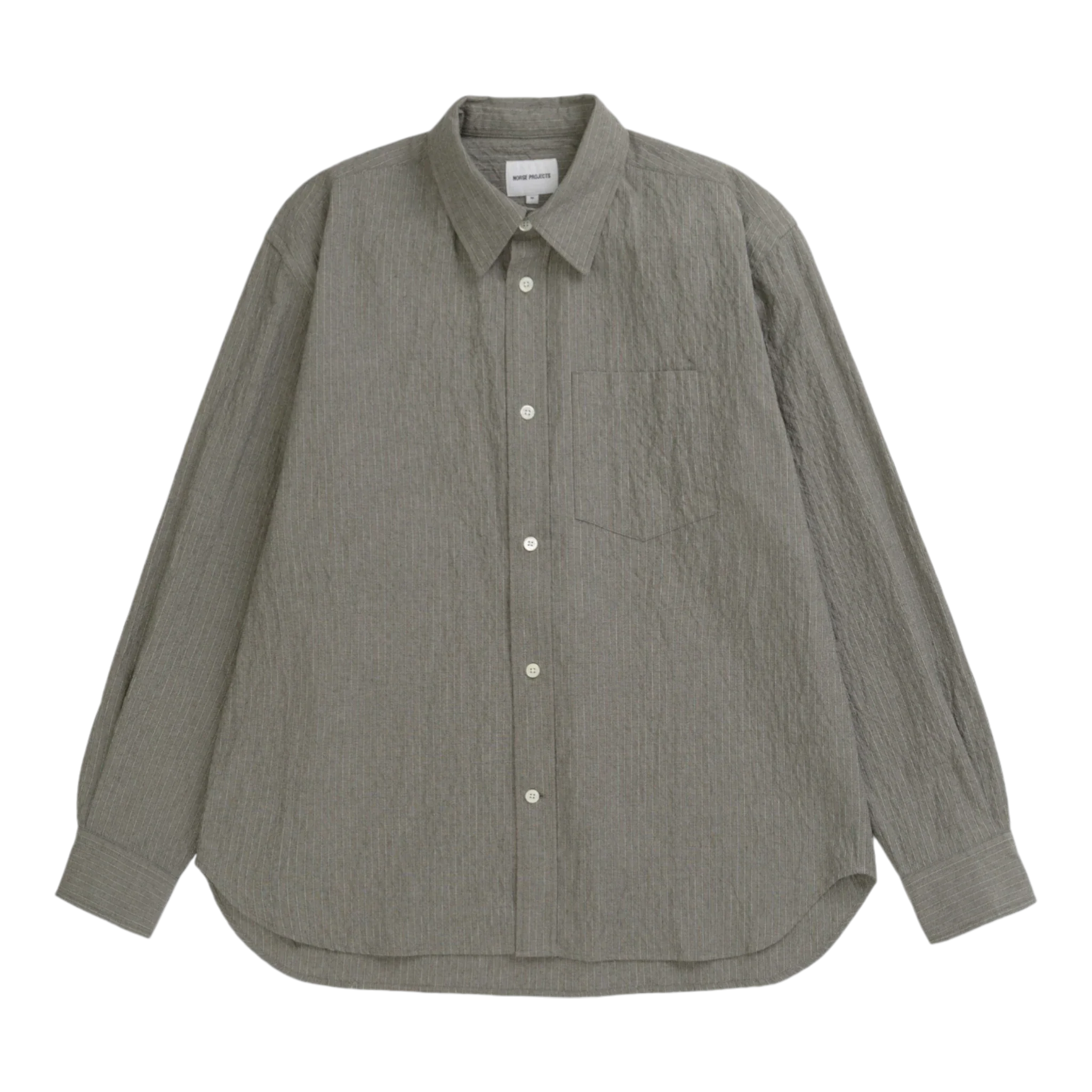 Norse Projects - Falster Oversized Textured Stripe Shirt - Vetiver