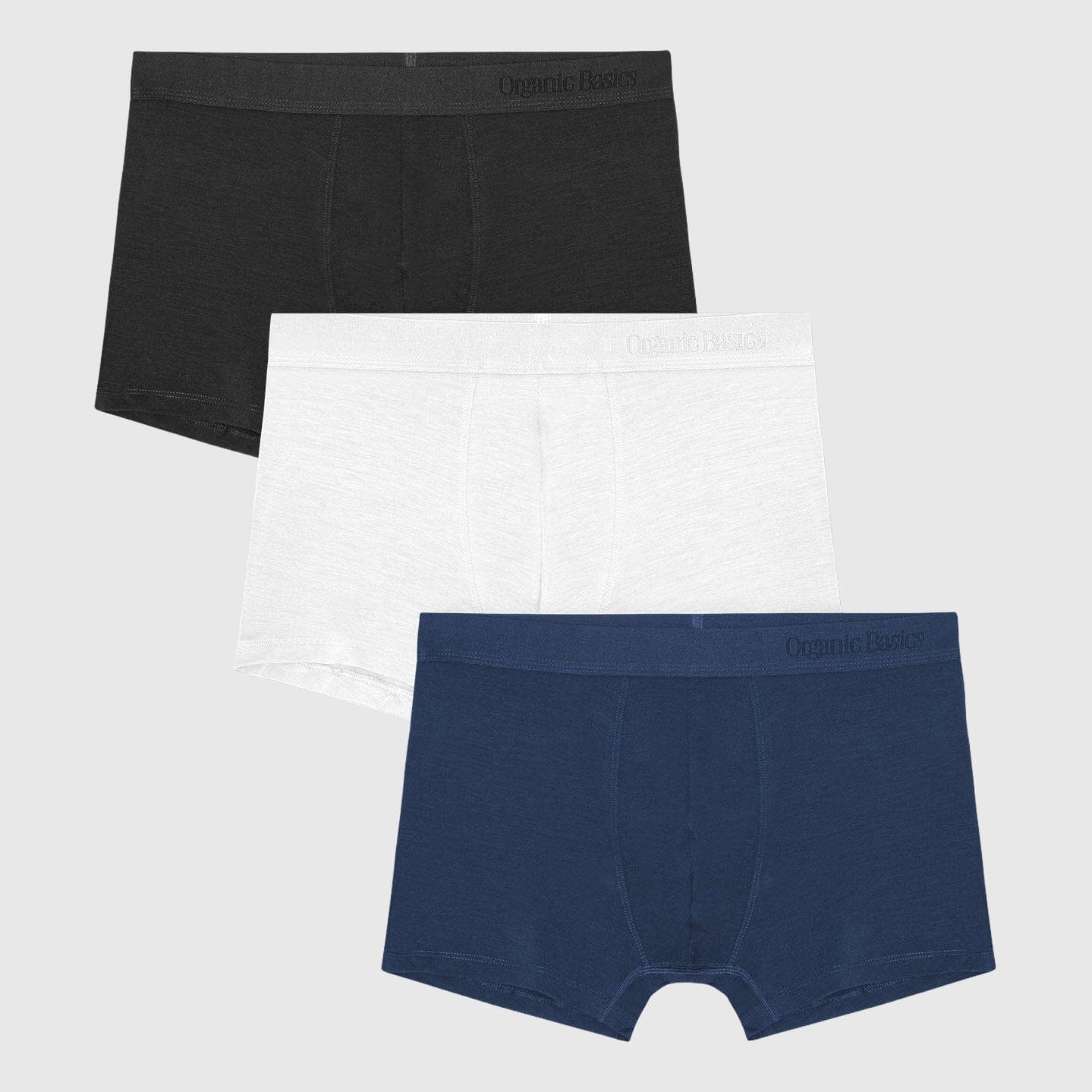 Organic Basics - Soft Touch Trunks 3-pack - Black / White / Midnight Blue