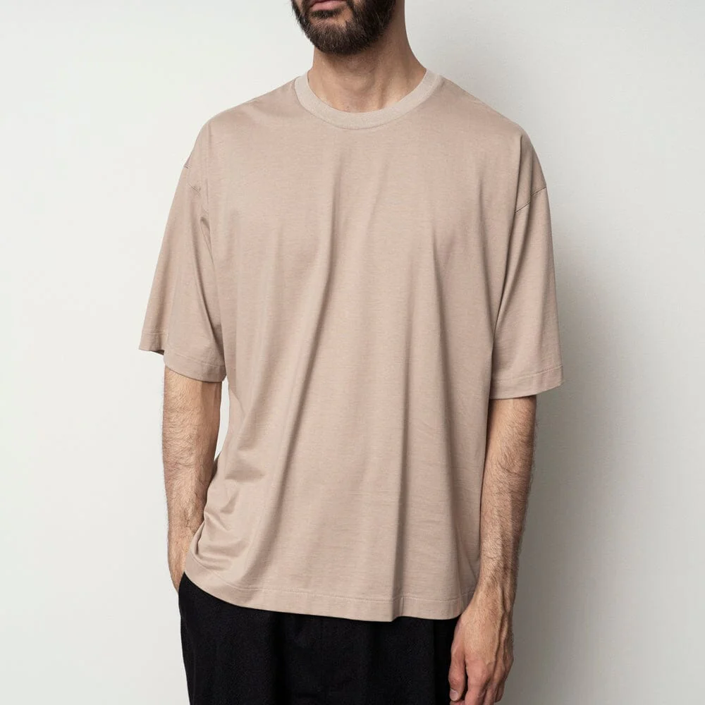 Still by Hand - Knitted Rib T-shirt - Sand Beige - Image 2