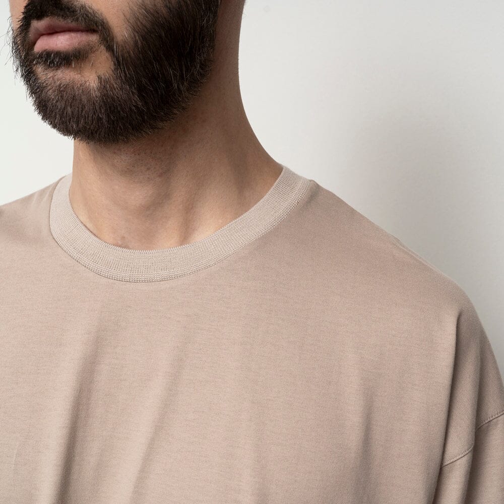 Still by Hand - Knitted Rib T-shirt - Sand Beige - Image 3