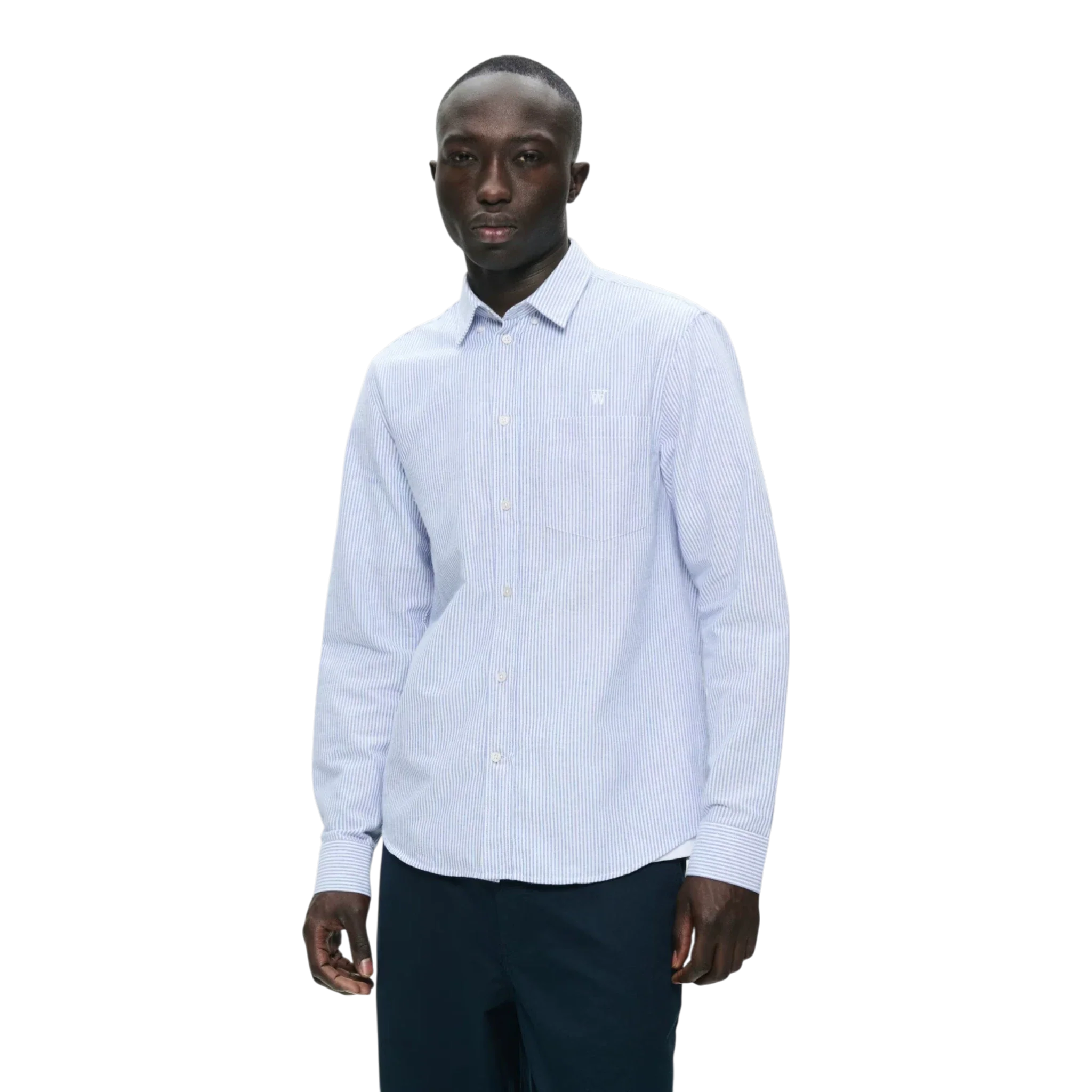 Wood Wood - Adam Shirt - Blue + White Stripe