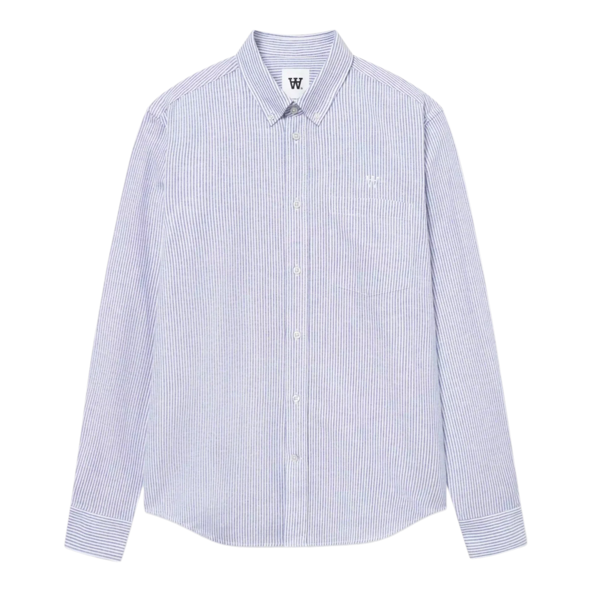 Wood Wood - Adam Shirt - Blue + White Stripe - Image 2