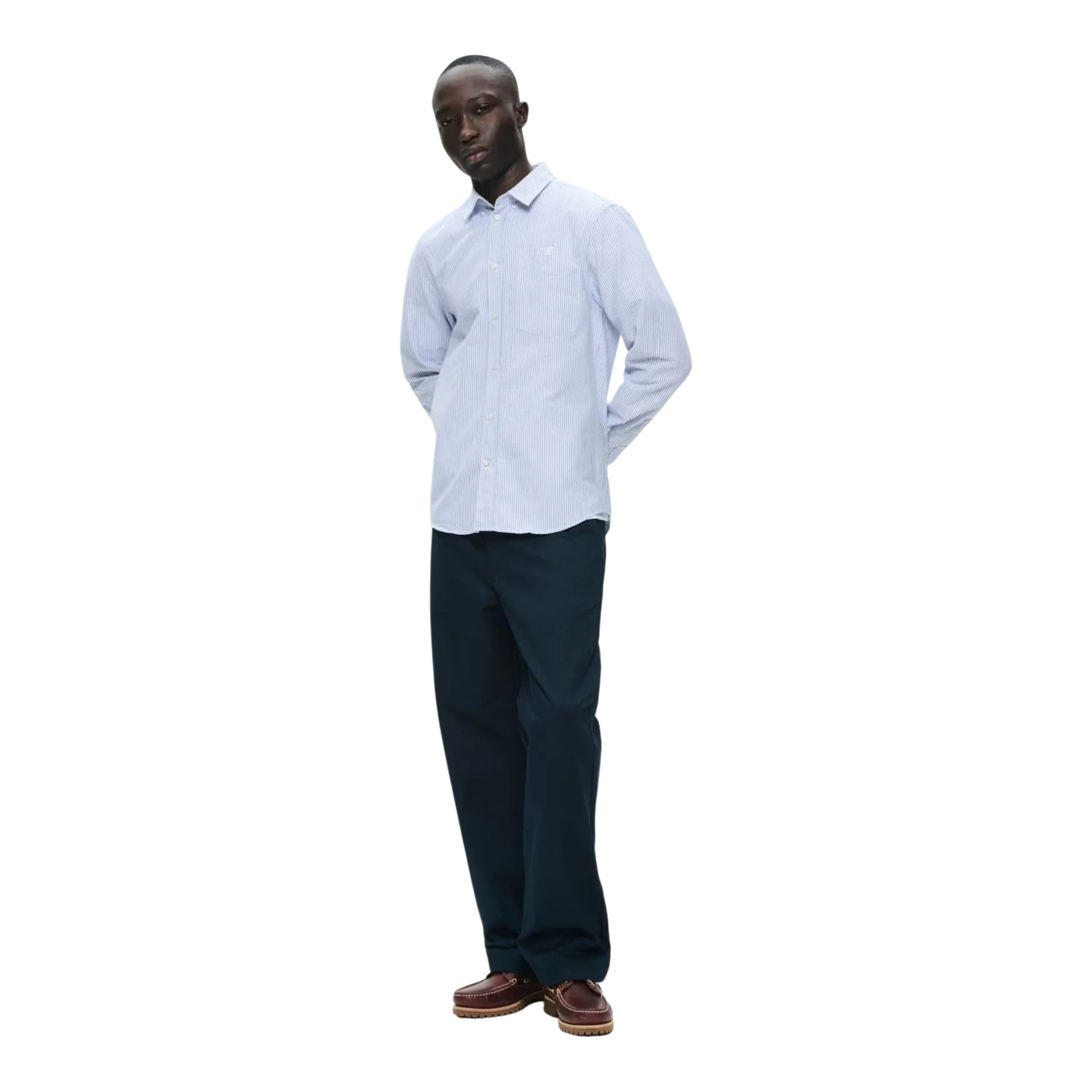 Wood Wood - Adam Shirt - Blue + White Stripe - Image 3