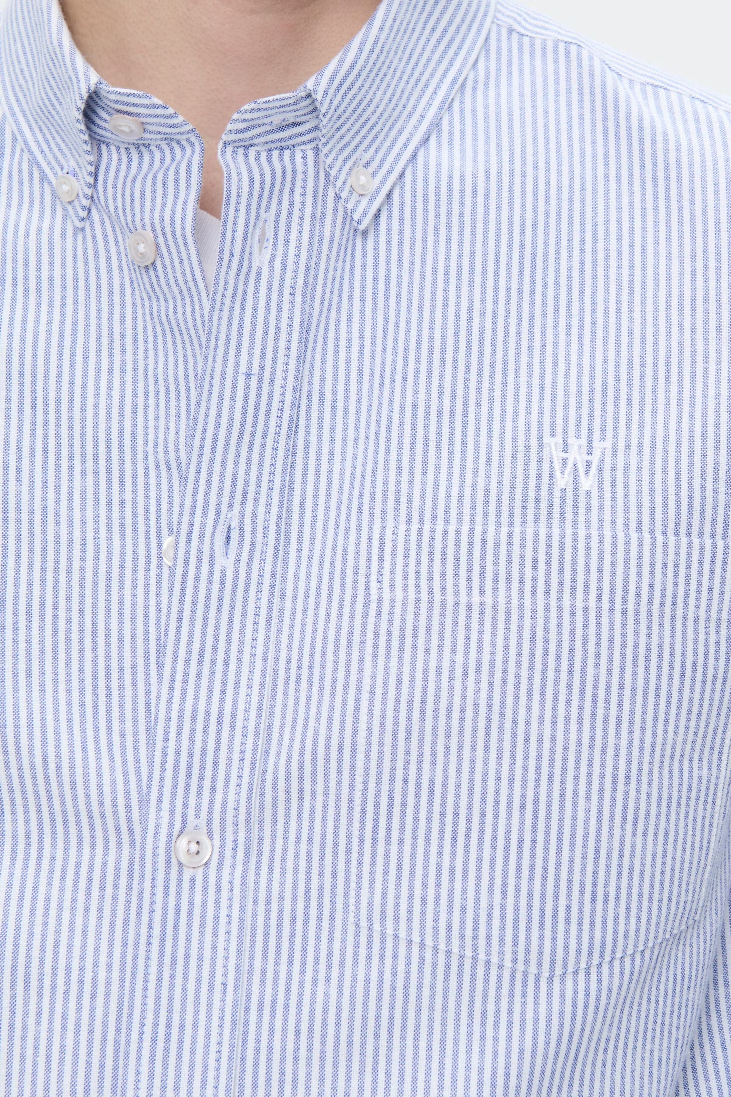 Wood Wood - Adam Shirt - Blue + White Stripe - Image 8