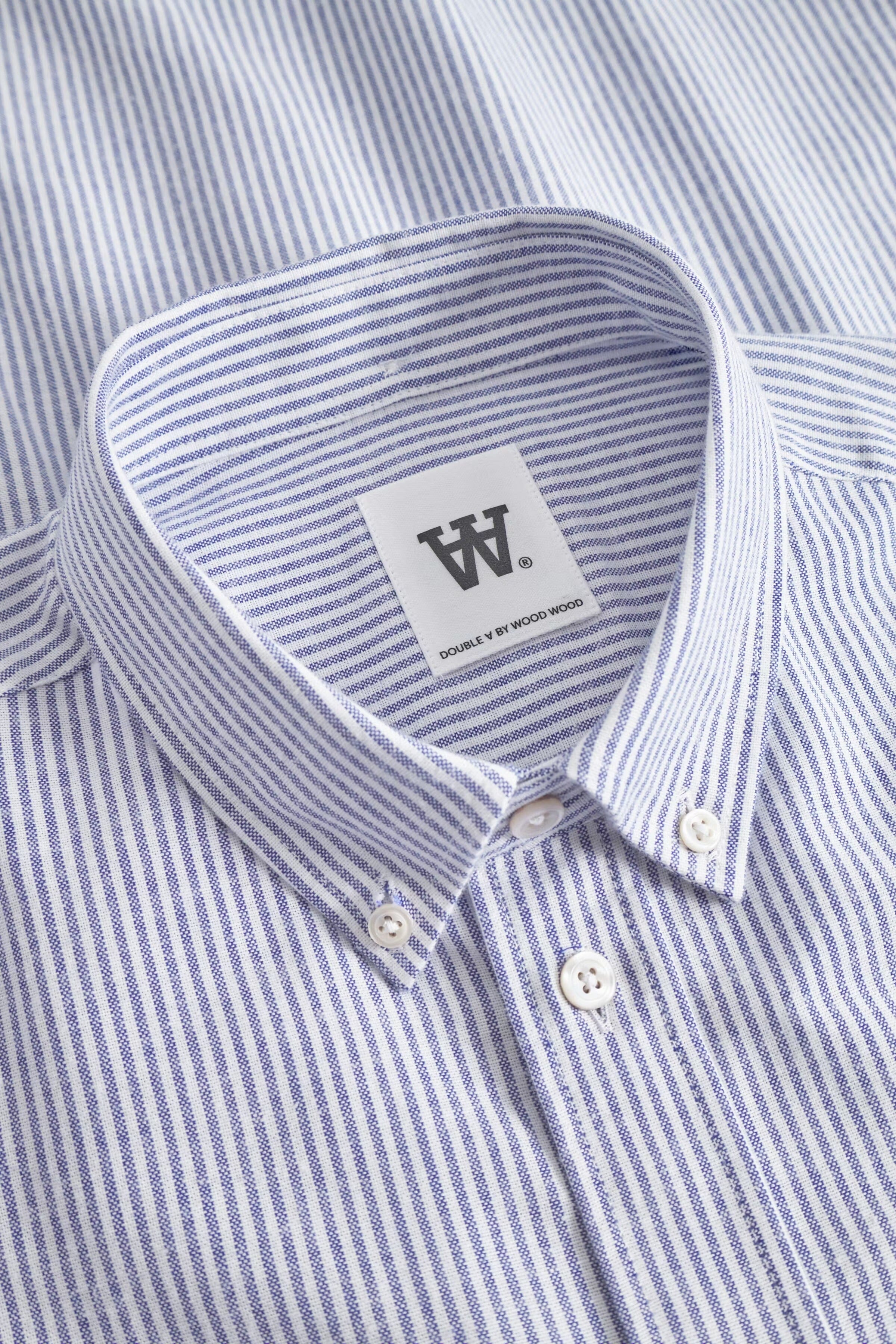Wood Wood - Adam Shirt - Blue + White Stripe - Image 9